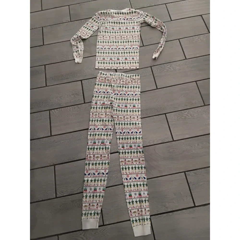 Hanna Andersson‎ Kids 14 Elf Penguin Narwhal Print Long John Pajama Set Organic
